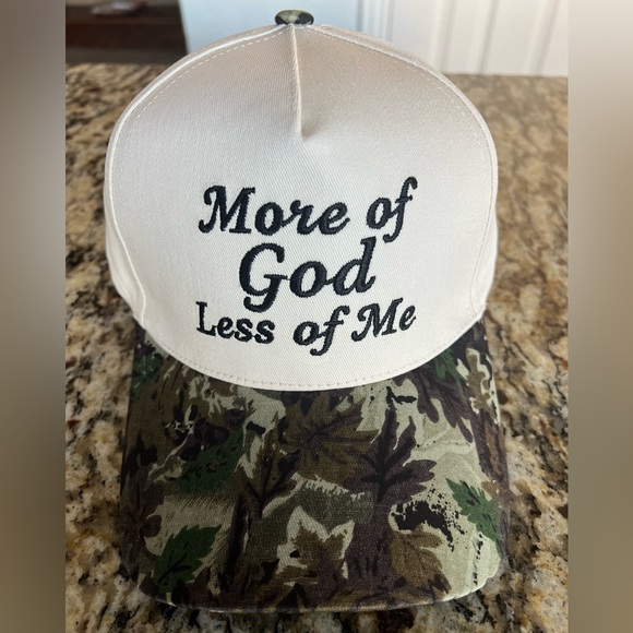 Other - New Embroidered’More of God Less of Me’ Off White & Camo Cap